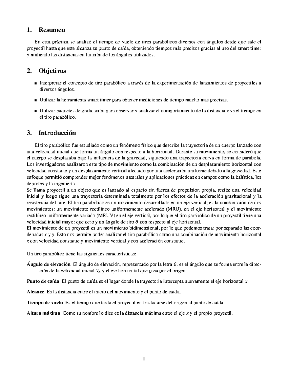 Práctica 8: Análisis del Tiro Parabólico con Smart Timer - Document Preview