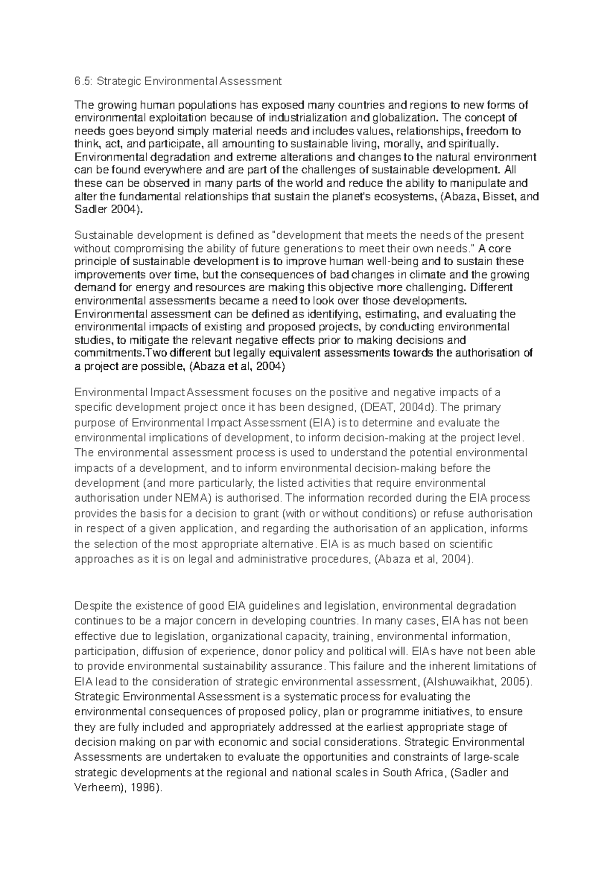 Strategic Environmental Assessment: An Overview of Processes and Impact ...
