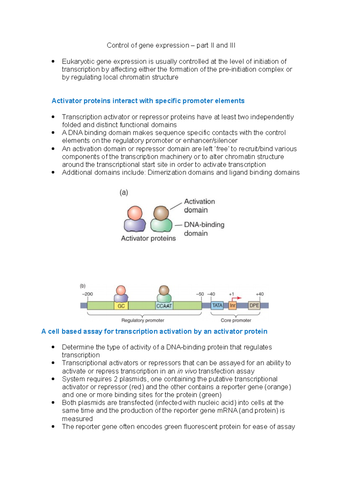 Control of gene expression – part II and III - Control of gene ...