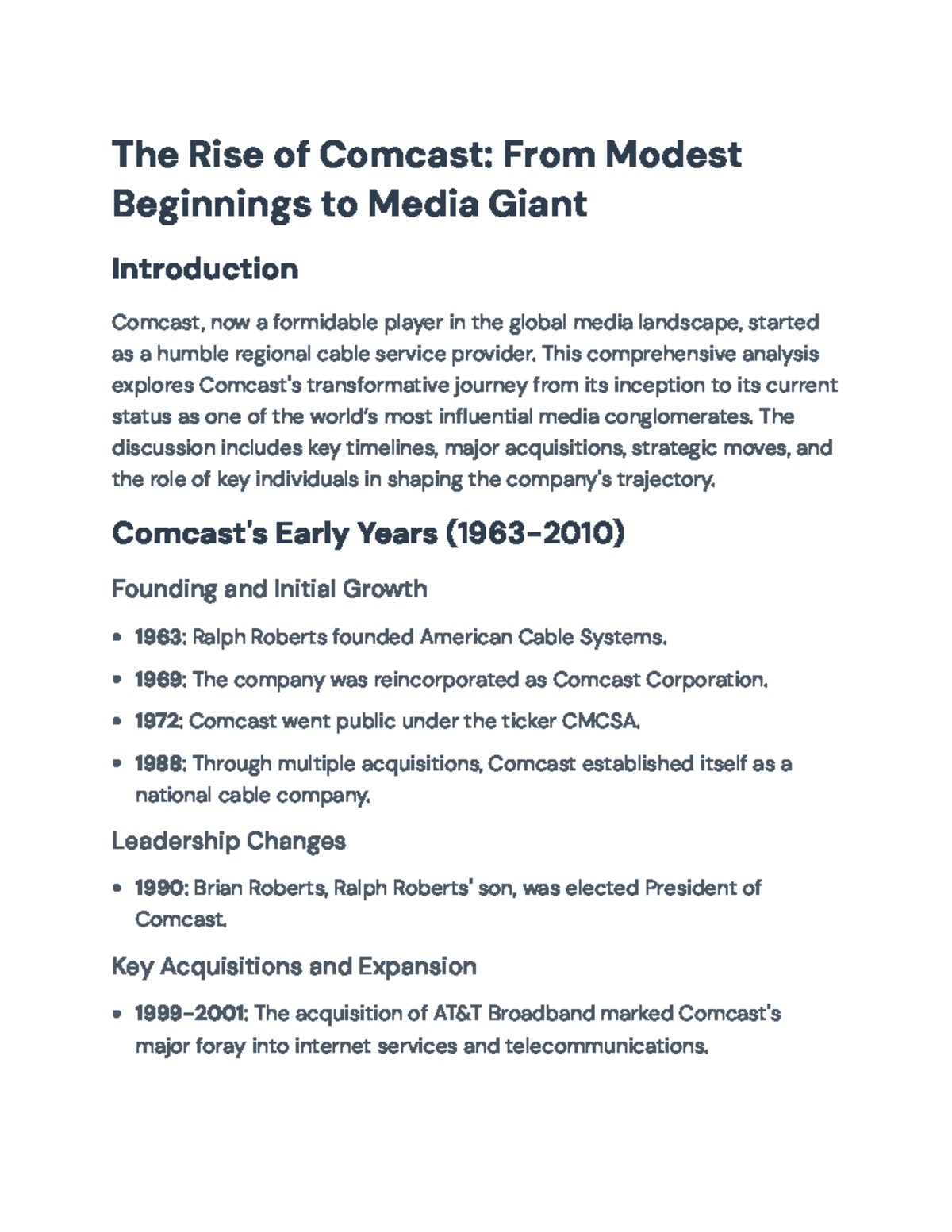 The Rise of Comcast: From Cable Provider to Media Conglomerate - The ...