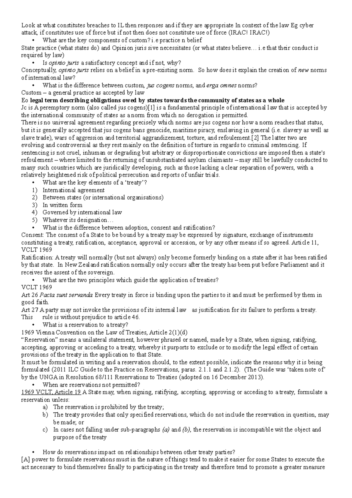 Final Exam Notes on International Law Concepts (IL 101) - Studocu