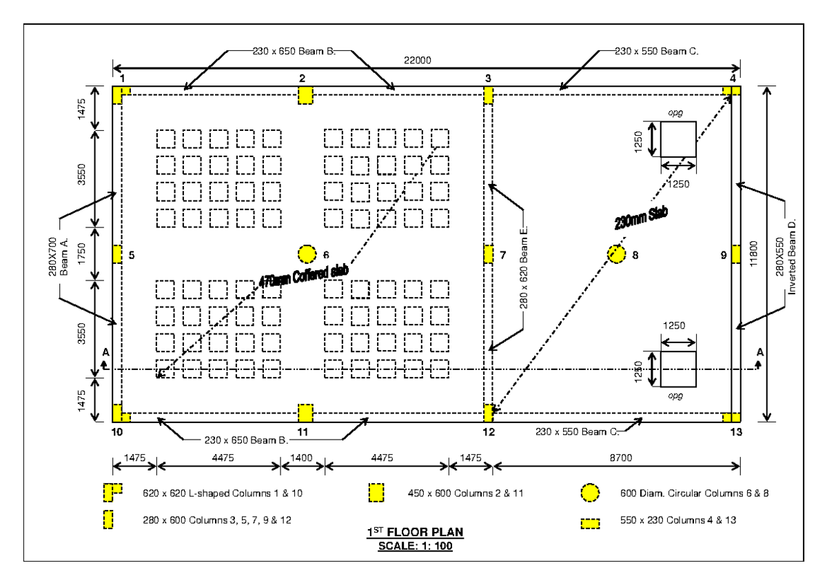 Coffer-Flat Slab Details with Beams & Columns QS4-1120-01 - Studocu