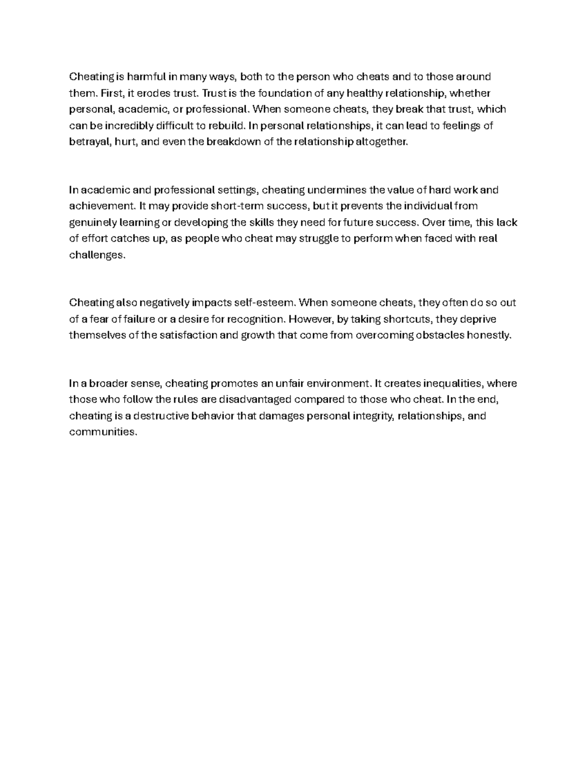 Document 2 - Huge assignment help - Cheating is harmful in many ways ...