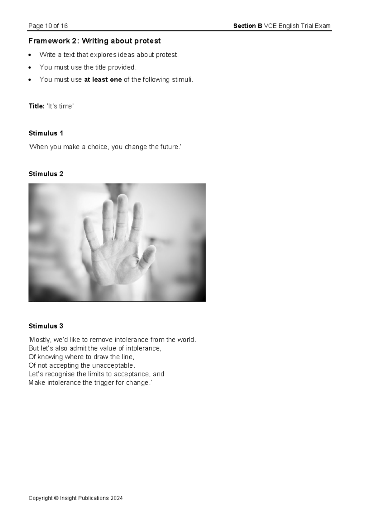 Protest Stimulus - jjkjplok - Page 10 of 16 Section B VCE English Trial ...