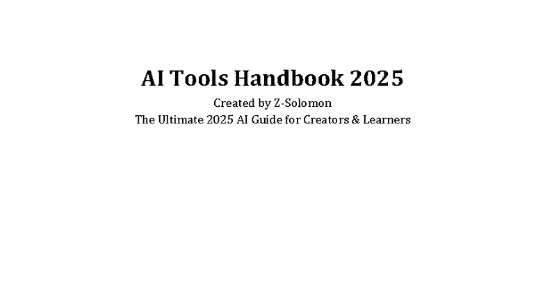 AI Tools Handbook 2025: The Ultimate Guide for Creators & Learners ...