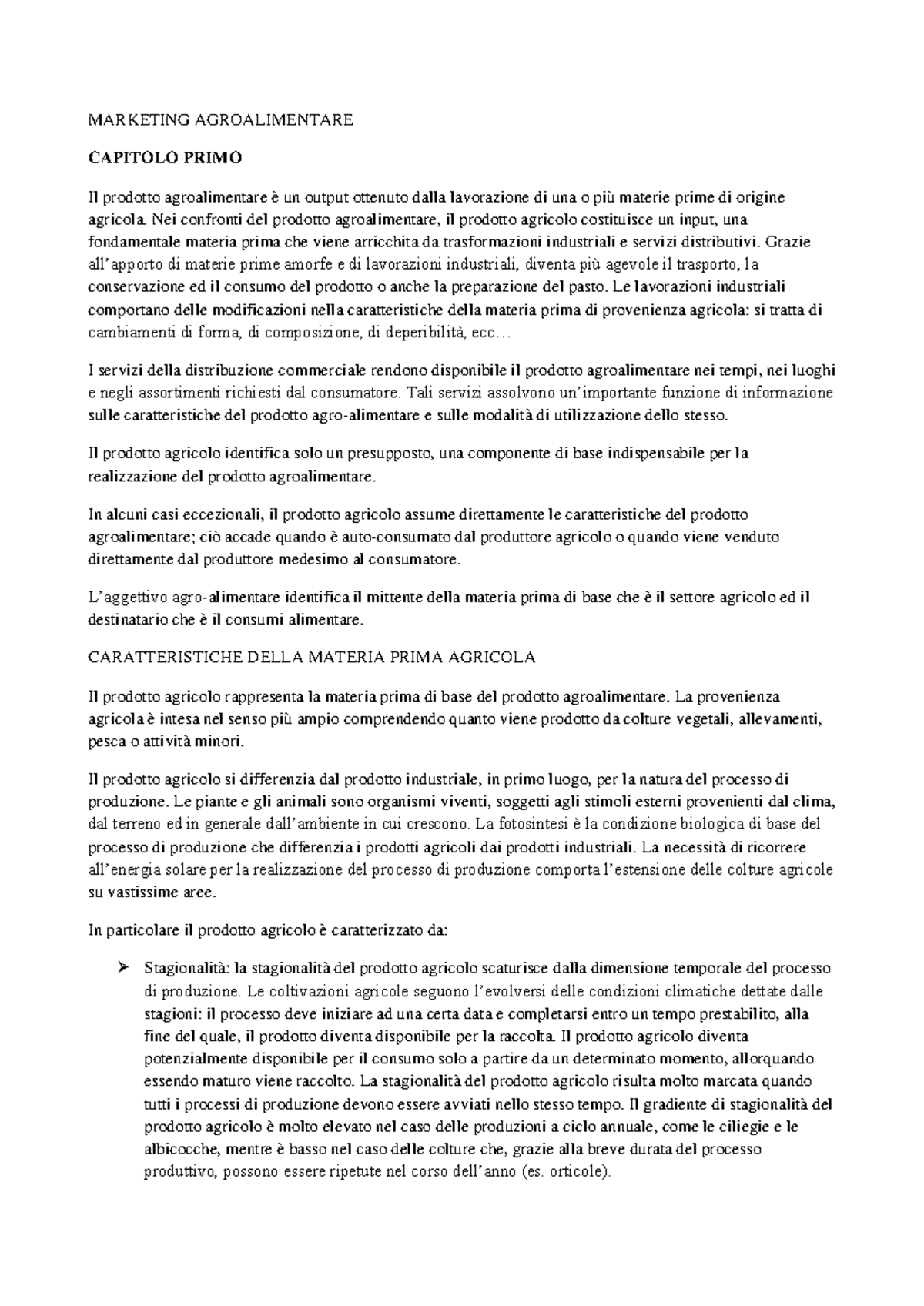 Marketing Agroalimentare: Caratteristiche e Implicazioni Economiche - Document Preview