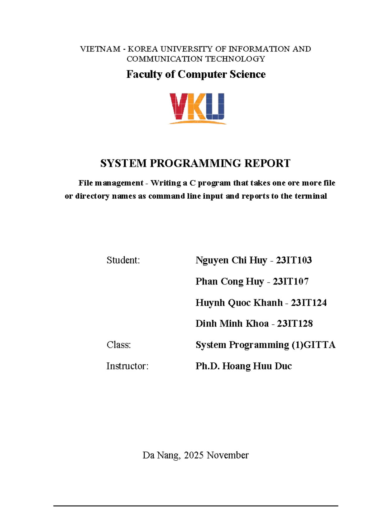 System Programming Report: File Management in C (23IT103) - Studocu
