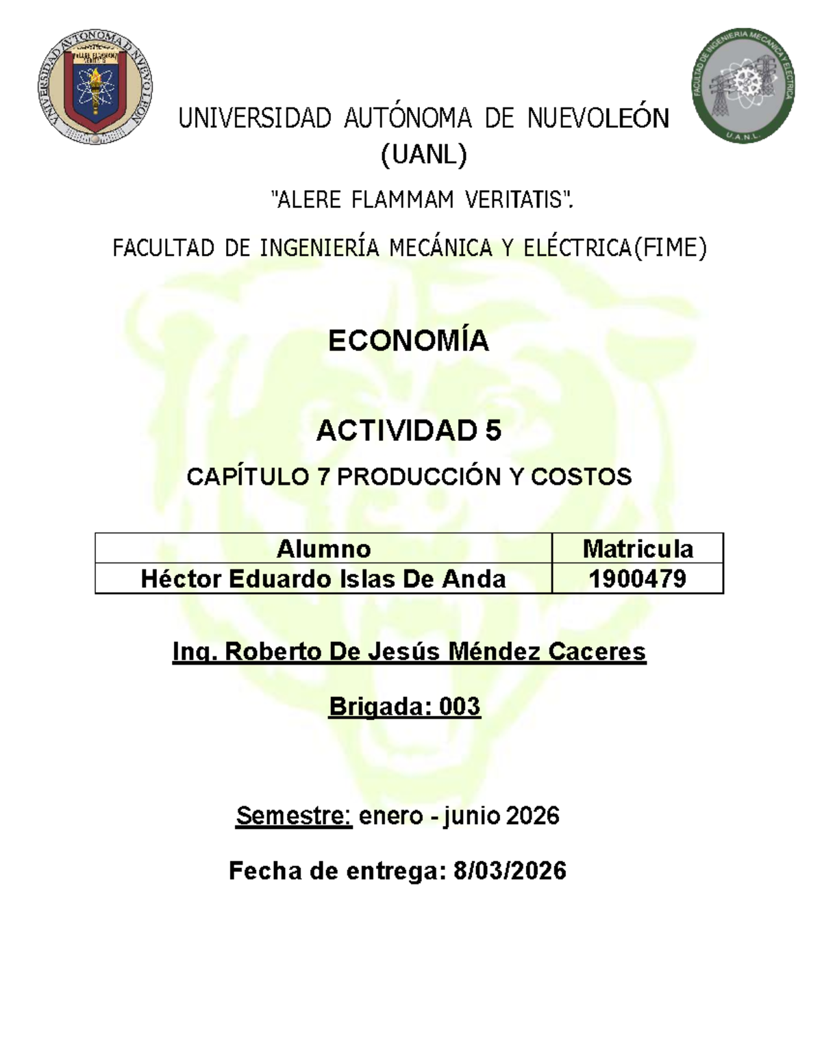 ACT5 1900479 - Producción y Costos en Economía: Capítulo 7 - Studocu
