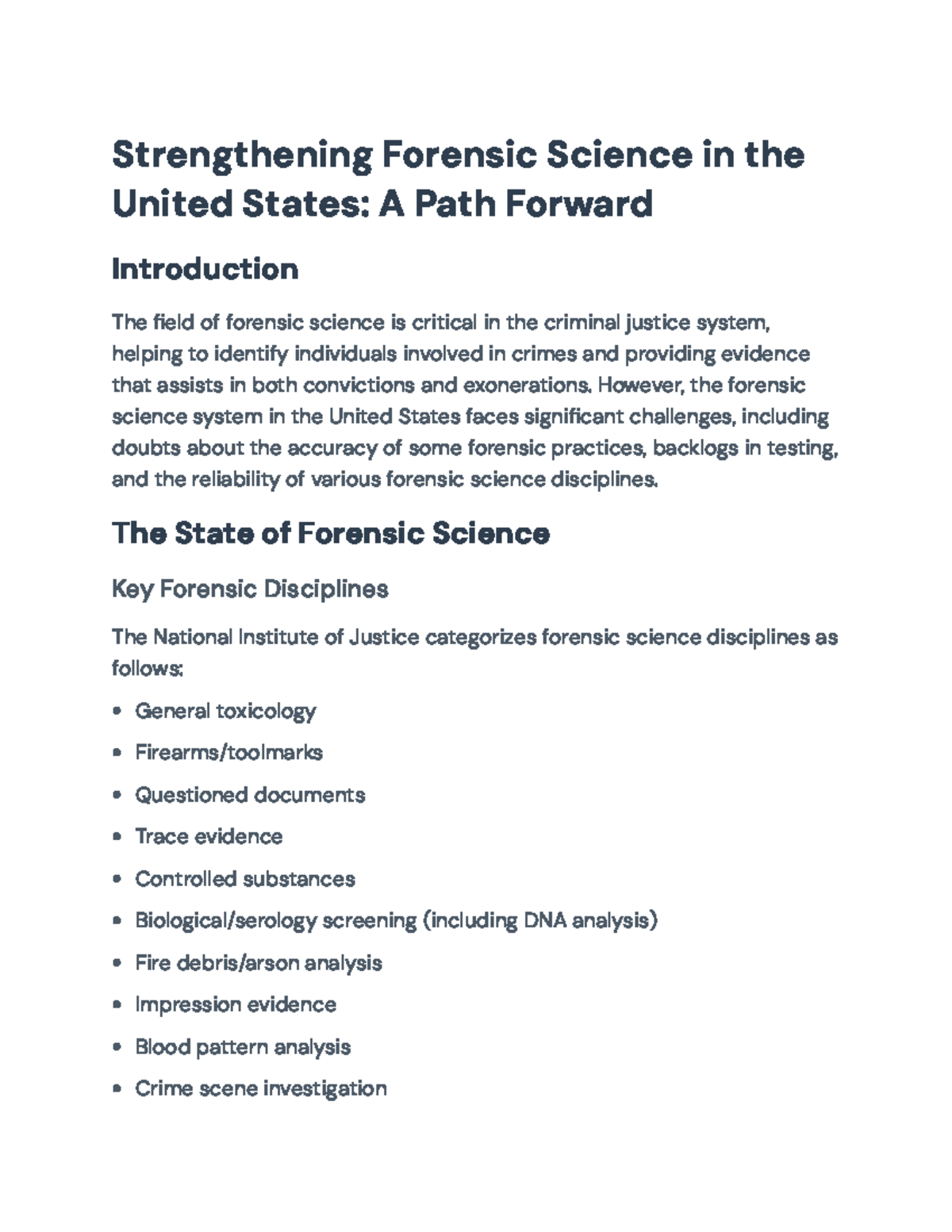 Strengthening Forensic Science in the U.S.: Challenges & Reforms ...