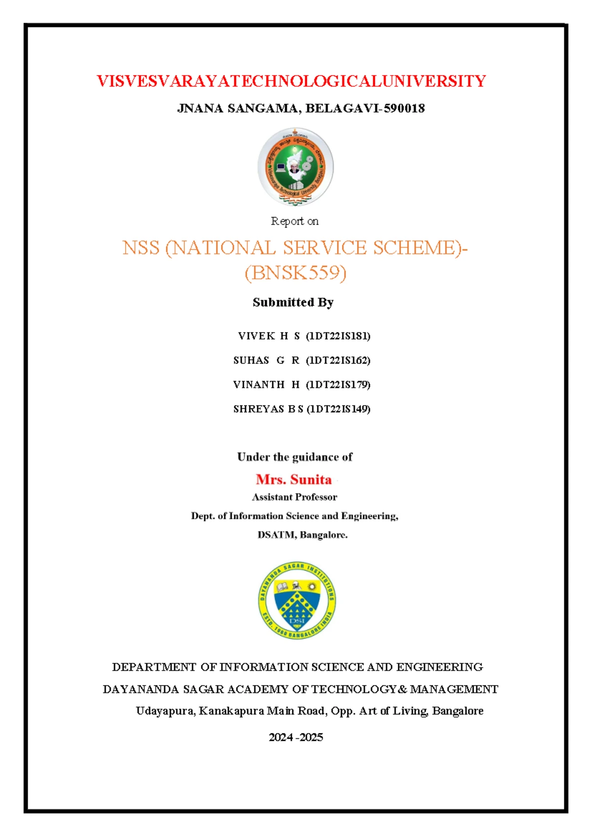 NSS report - Best - Chapter 1 ZERO HUNGER 1. INTRODUCTION Hunger ...