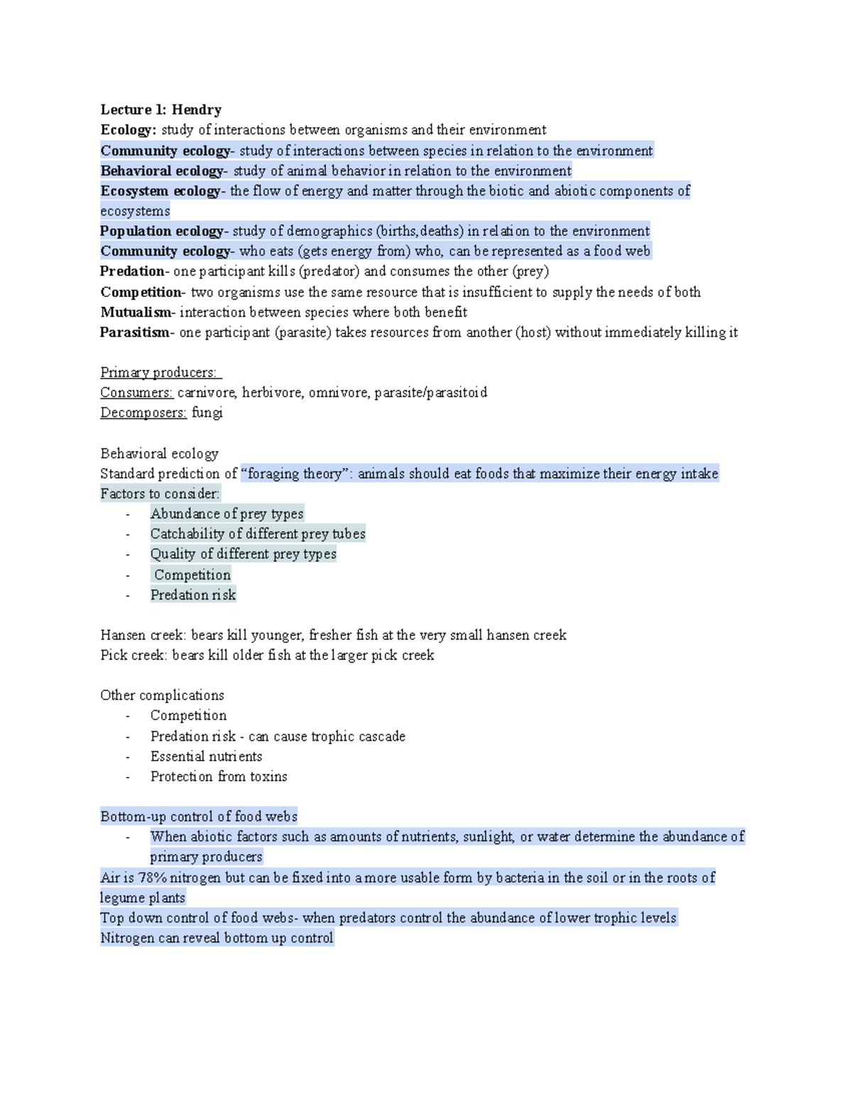 BIOL 101: Midterm Lecture Notes on Ecology and Evolution - Studocu