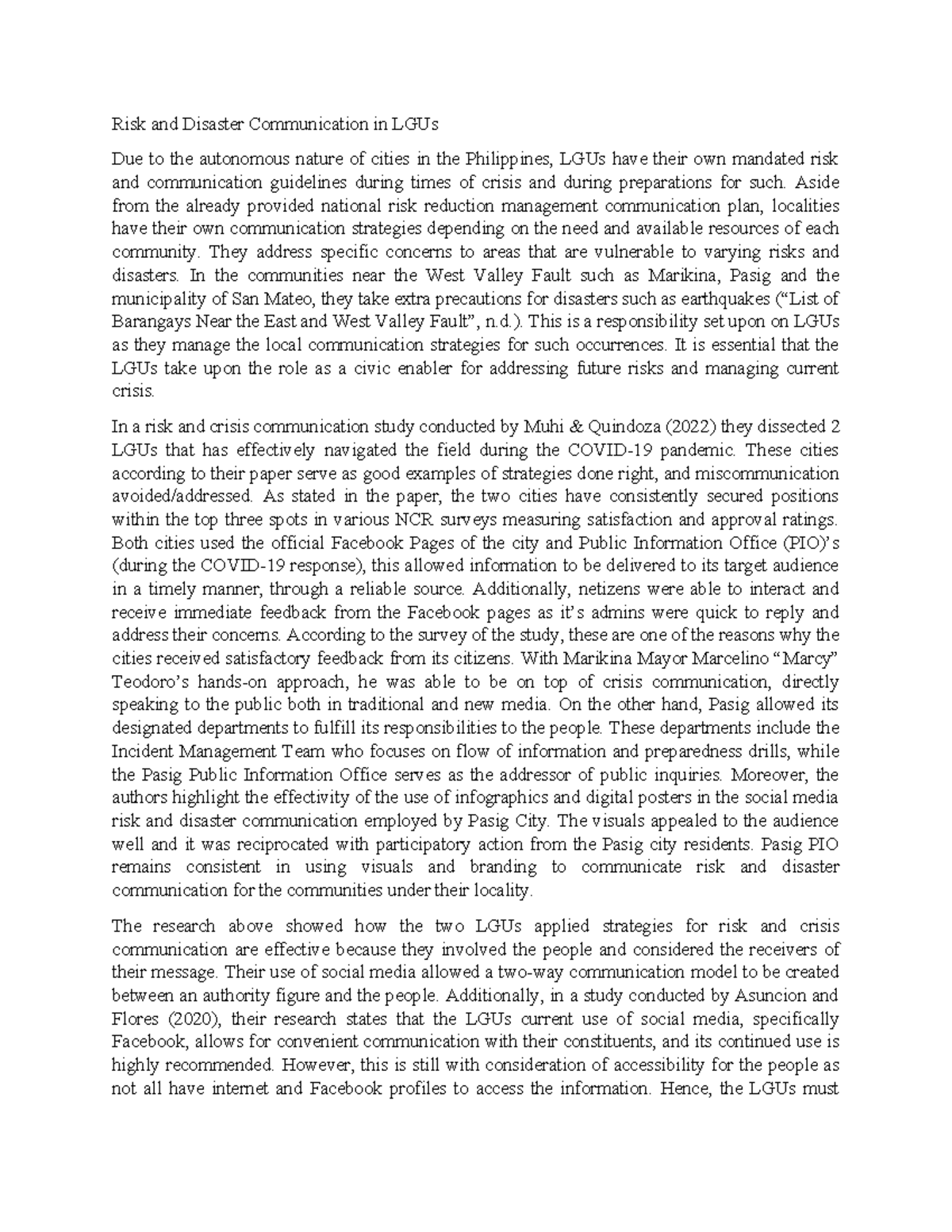Risk and Disaster Communication Strategies in LGUs: A Study Analysis ...