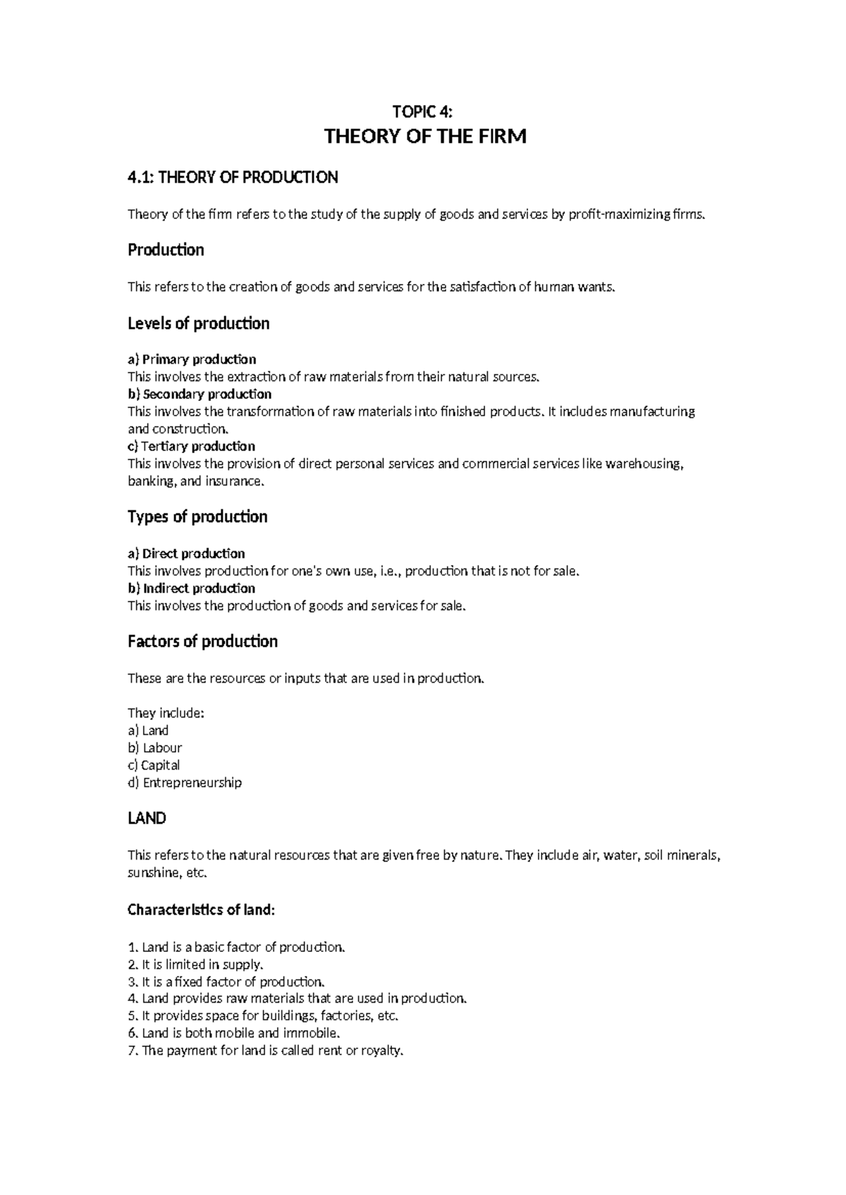 Theory of the Firm (ECO 101): Understanding Production and Factors ...