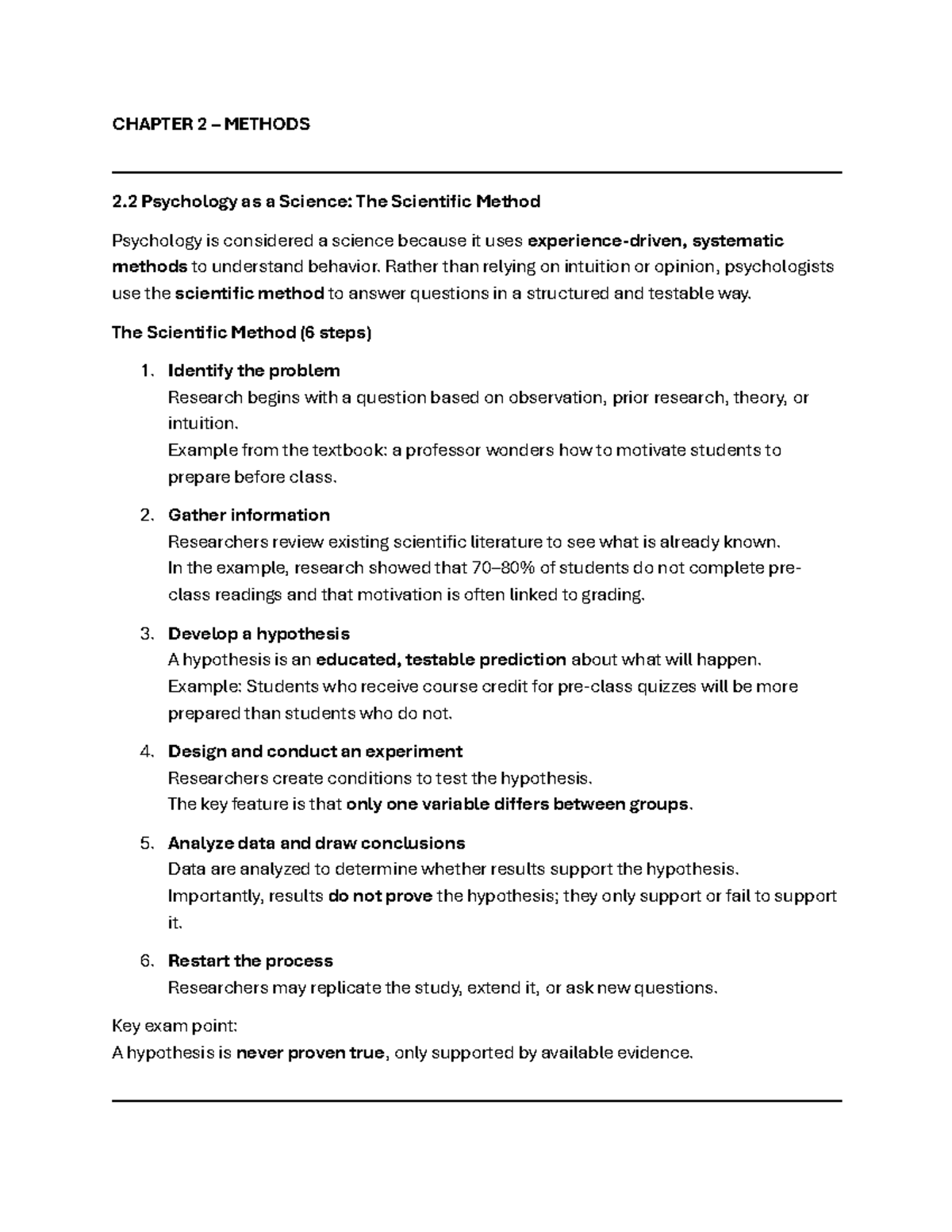 Psych 101: Detailed Notes on Methods, Sensation, and Learning - Studocu