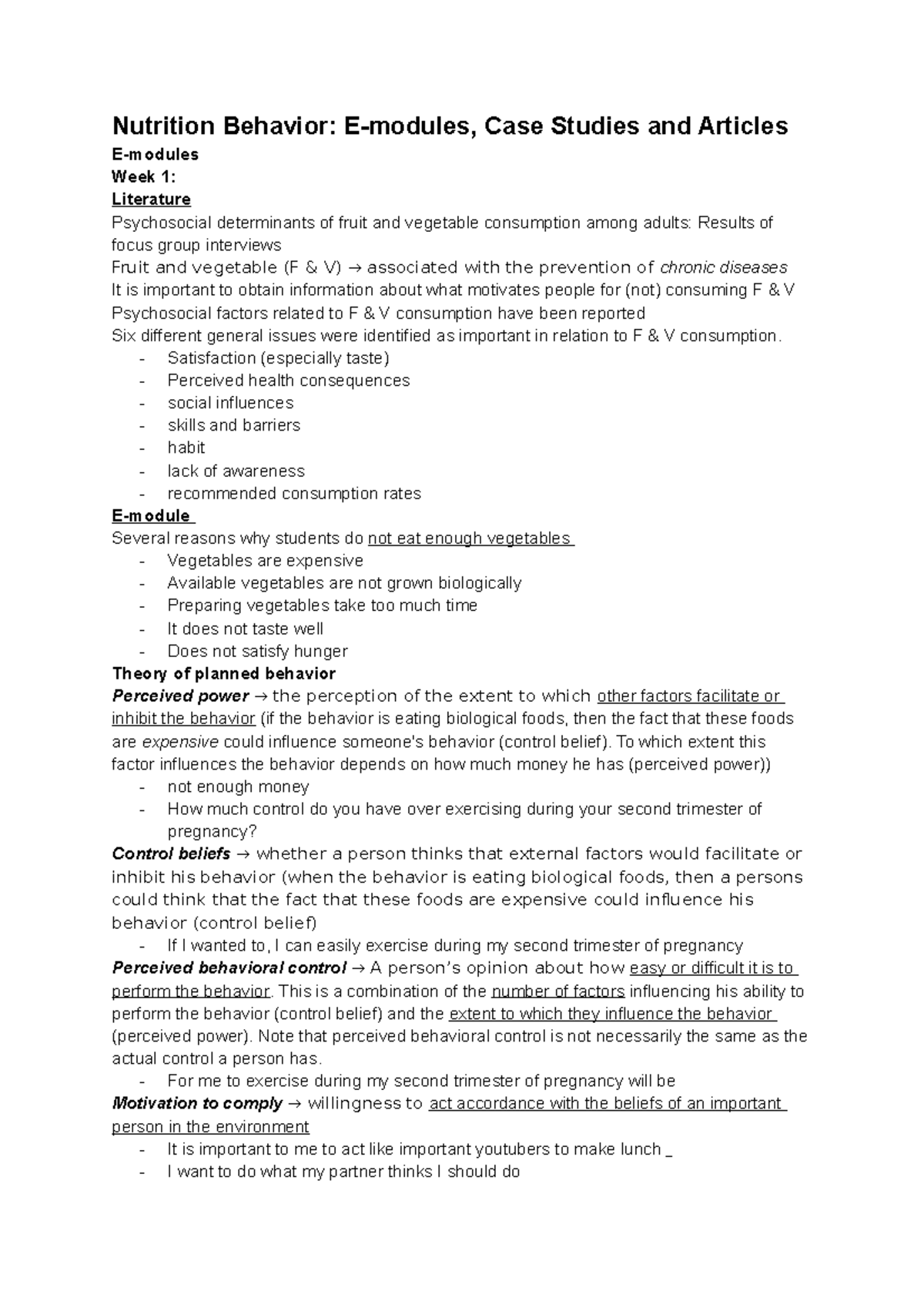 Nutrition Behavior (E-modules, Case Studies & Articles Overview ...