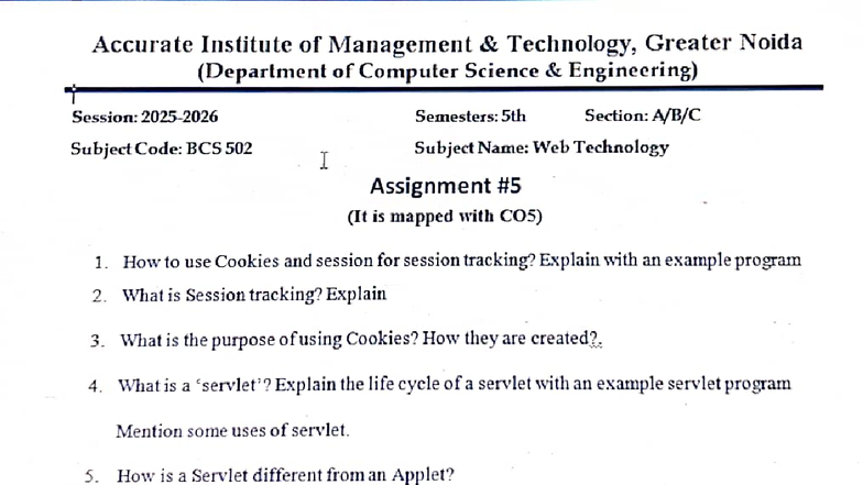 BCS 502 Web Technology I Assignment - Session Tracking & Servlets - Studocu