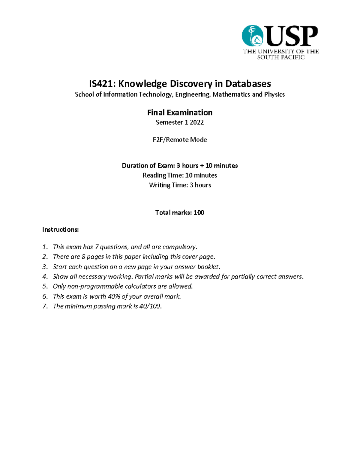 IS421 - Final Exam Paper: Knowledge Discovery in Databases - Studocu