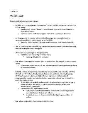 3373 Lecture notes - 3373: Reframing national cinemas Week 1 (Jan 9 ...