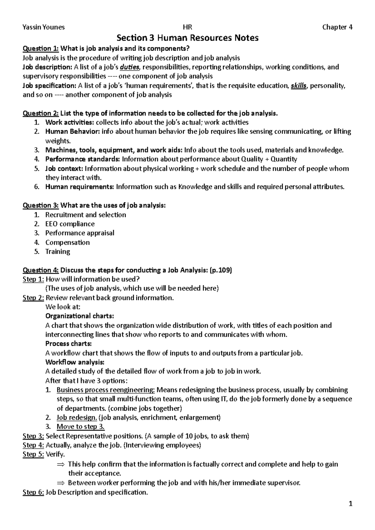 Section 3 Human Resources Notes - Yassin Younes HR Chapter 4 1 Sec$on 3 ...