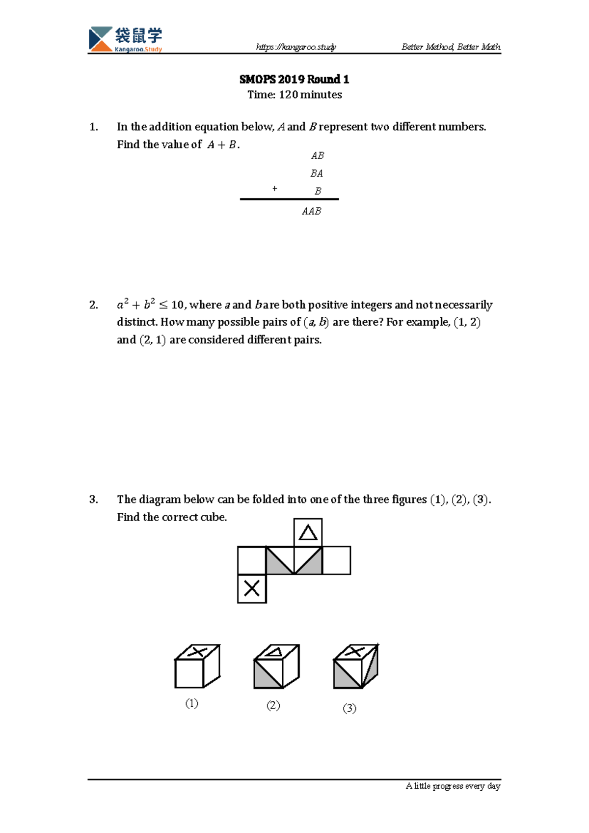 Smops 2019 Round 1 - Better Method, Better Math Exam Questions - Studocu