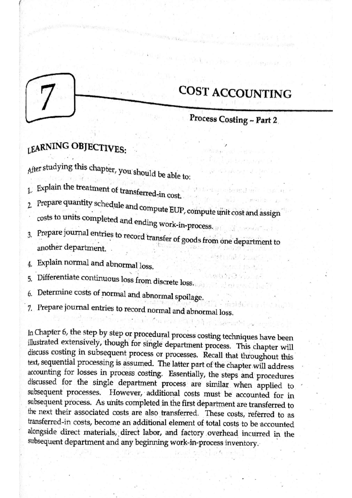 COST ACCOUNTING 7: Process Costing Part 2 Lecture Notes - Studocu