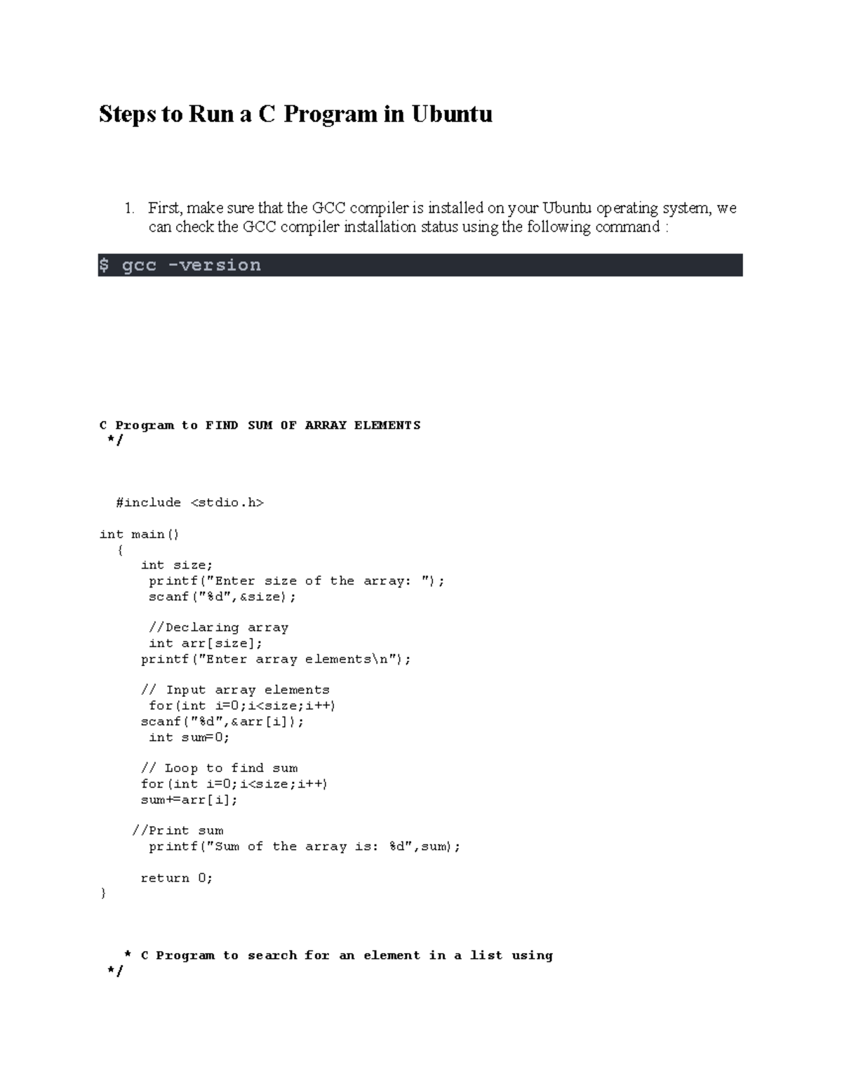 C Pratice Programs - Steps to Run a C Program in Ubuntu 1. First, make ...