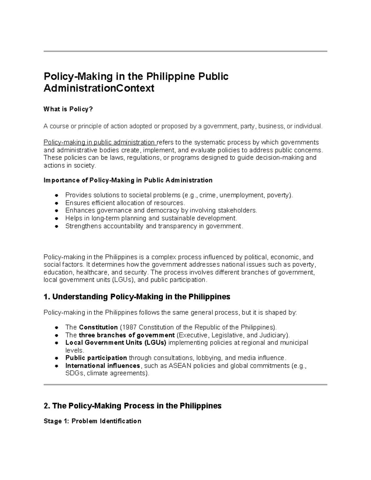 Policy-Making in Public Administration: A Detailed Discussion (PA 101 ...