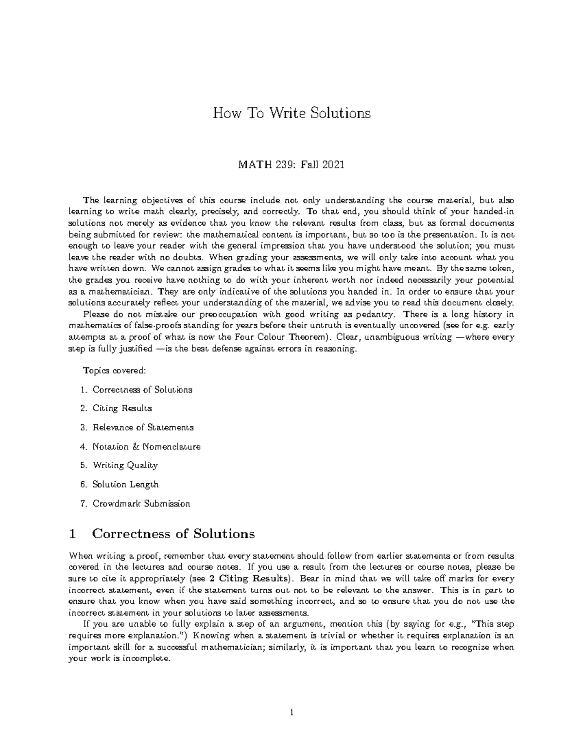 How To Write Solutions - How - Math 239 - UWaterloo - Studocu