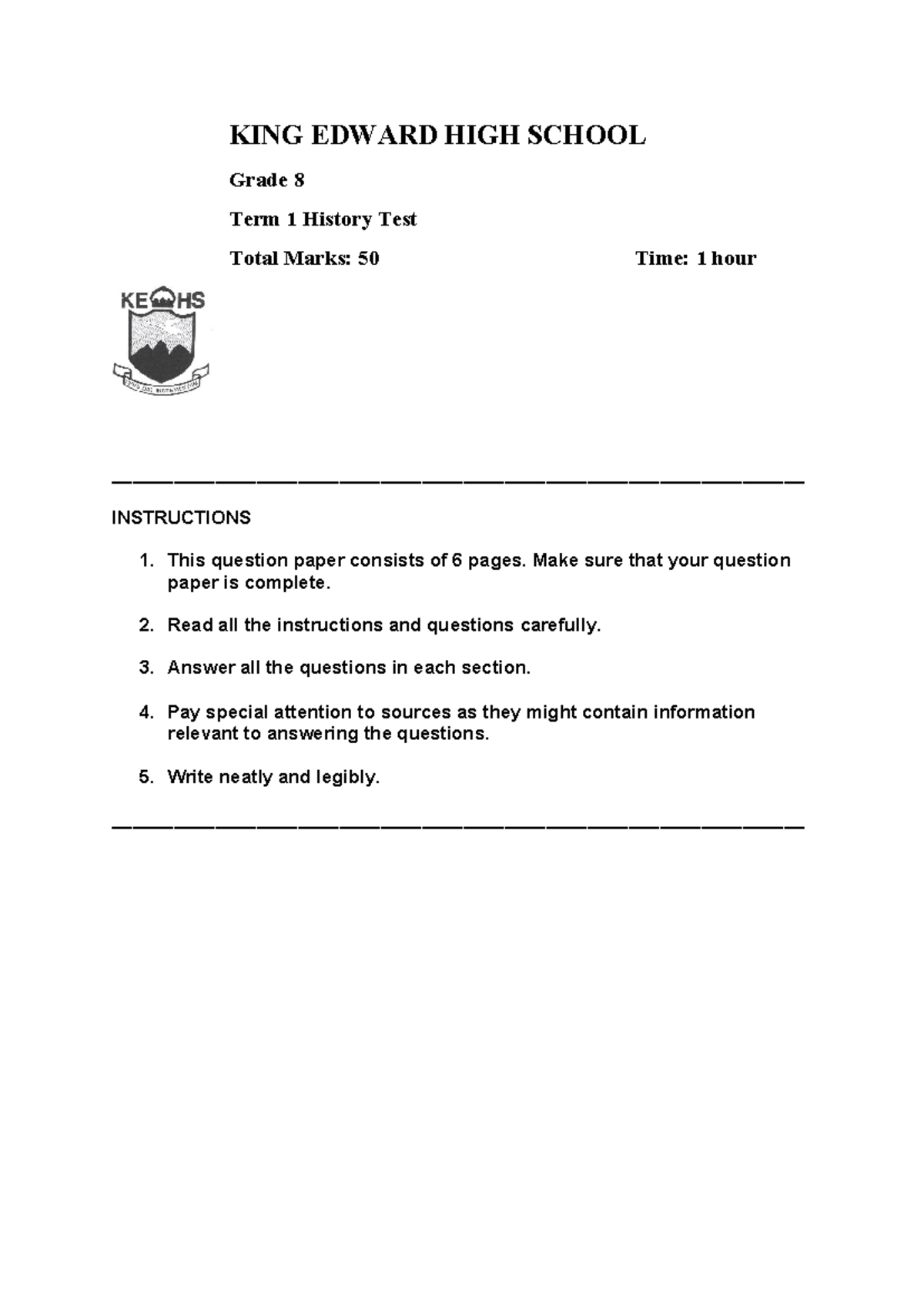 Grade 8 History Test: Term 1 Assessment on Industrial Revolution - Studocu