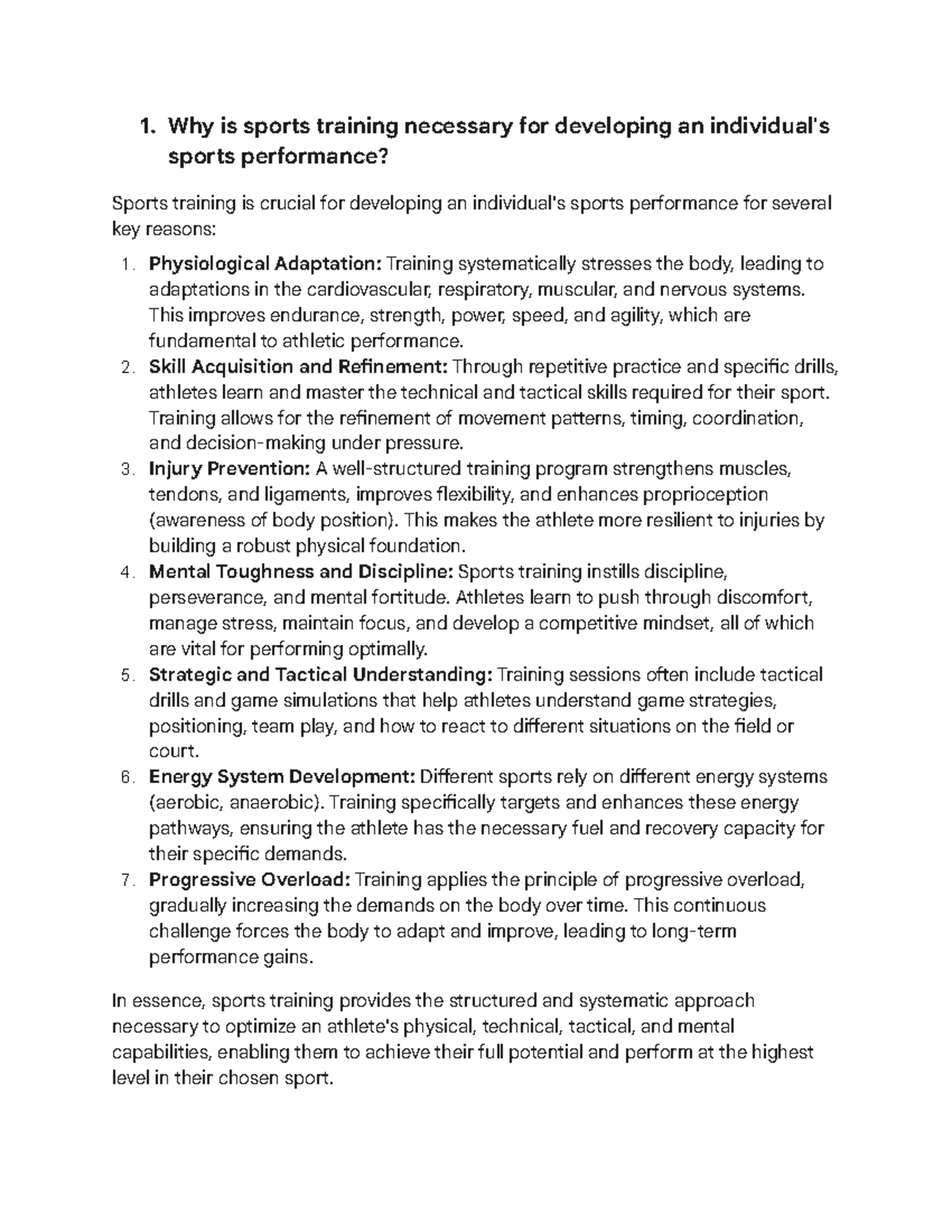 The Importance of Sports Training for Performance Development: A Study ...