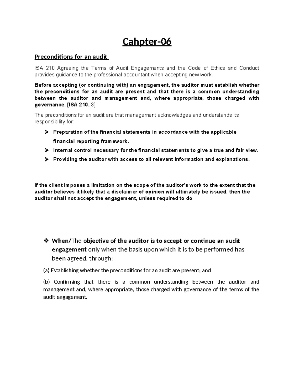 Preconditions for Audit Engagements: ISA 210 & Ethical Considerations ...