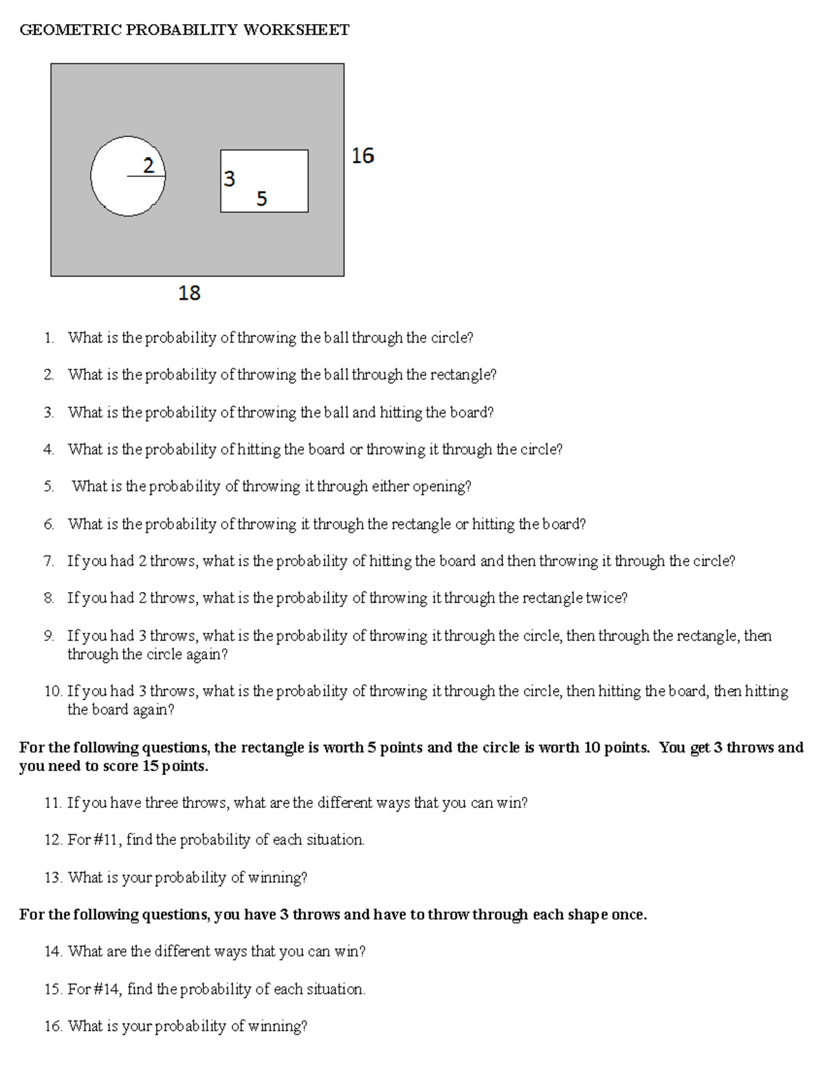 Geometric Probability Worksheet.docx - GEOMETRIC PROBABILITY WORKSHEET ...