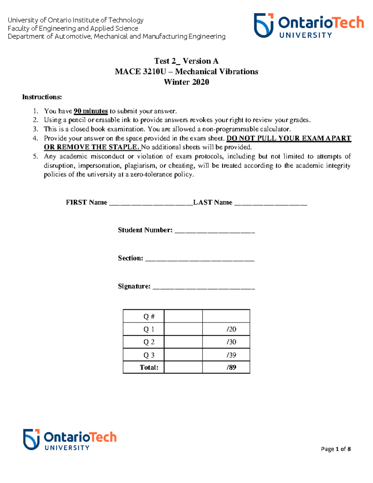 MACE 3210U - 2020 Midterm Exam 2 Version A Solutions Guide - Studocu