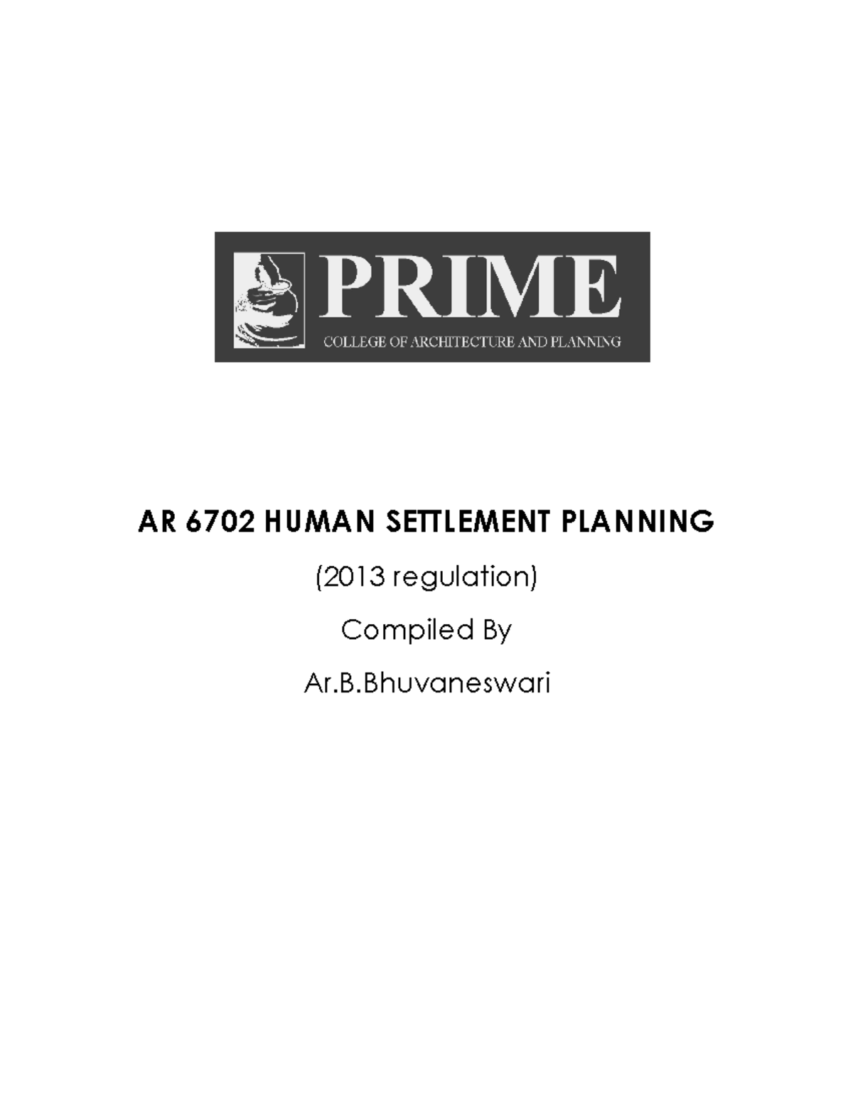 AR 6702 HSP Units 1-5 Notes: Human Settlement & Planning Overview - Document Preview