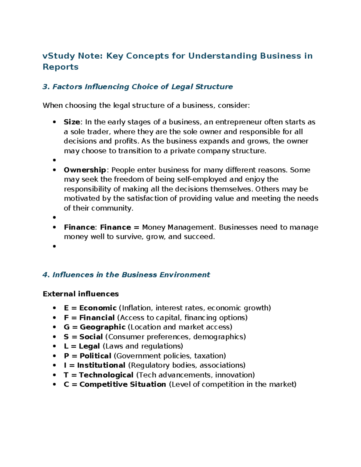 Business Studies Notes: Guide to Business Reporting and Structures ...