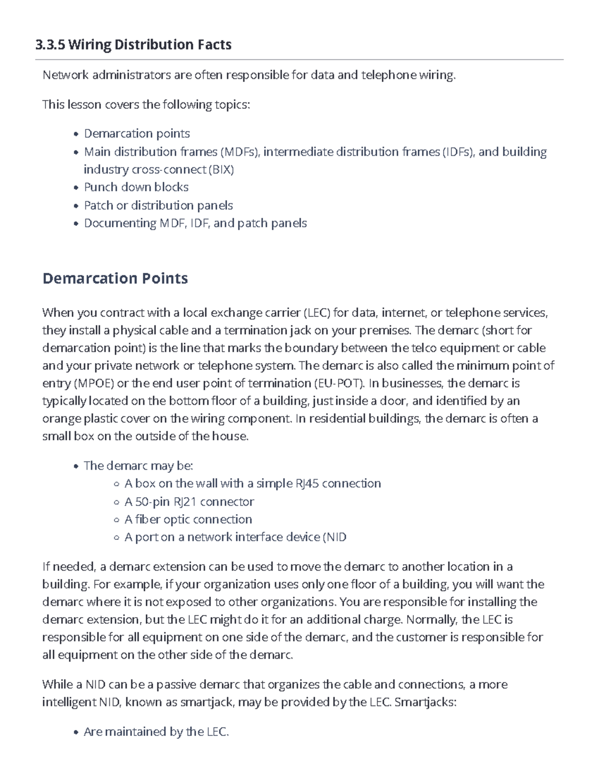 3.3.5 Wiring Distribution Facts - 3.3 Wiring Distribution Facts Network ...