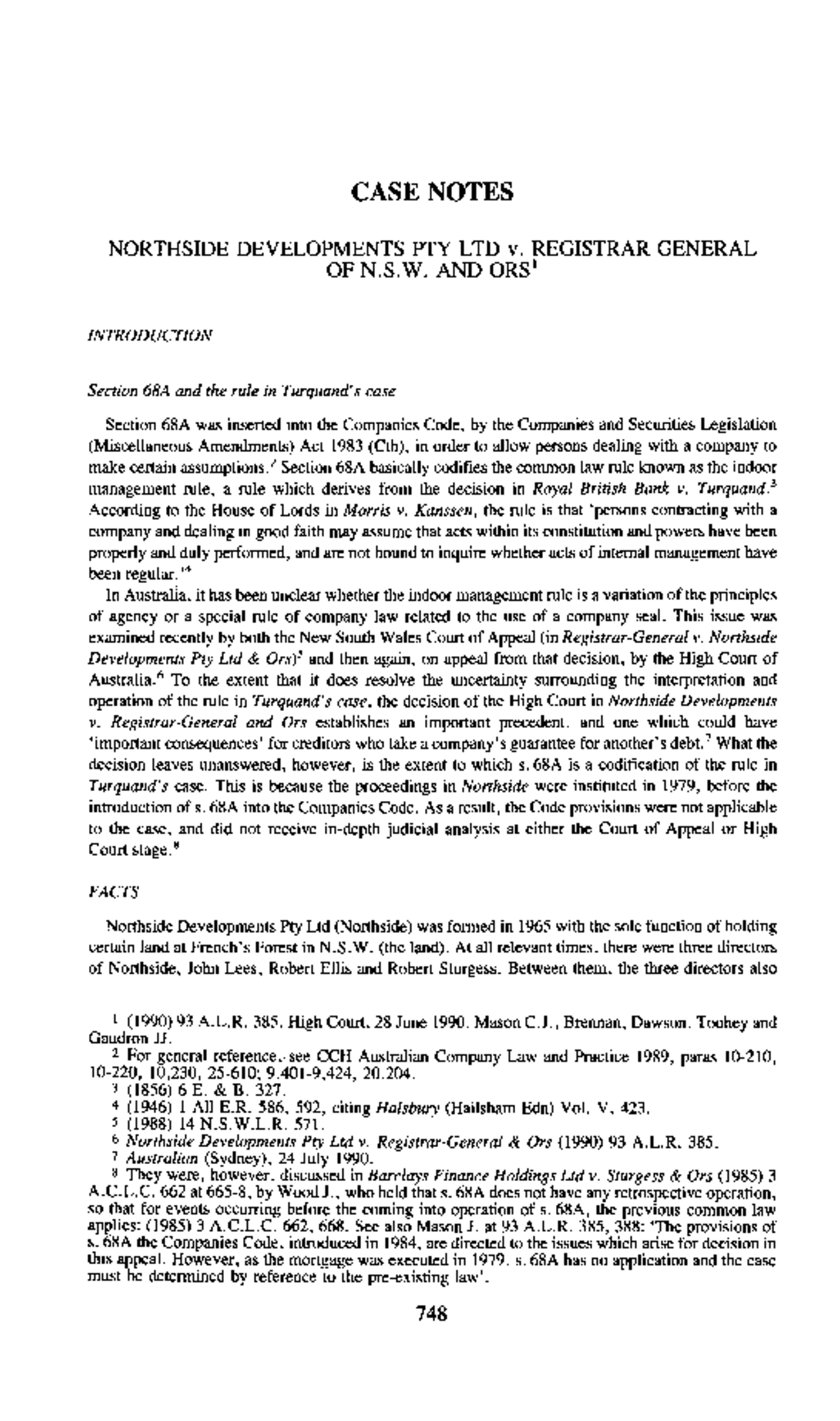 Northside Developments v. Registrar-General: Analyzing Turquand's Rule ...