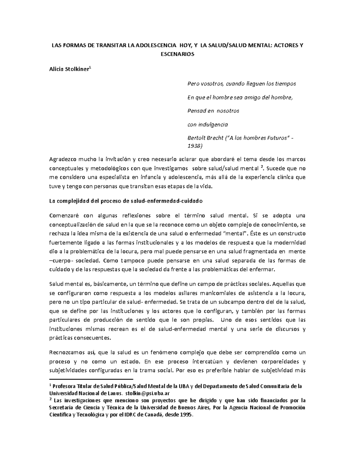 LAS FORMAS DE TRANSITAR LA ADOLESCENCIA HOY: SALUD MENTAL Y SOCIEDAD (1 ...