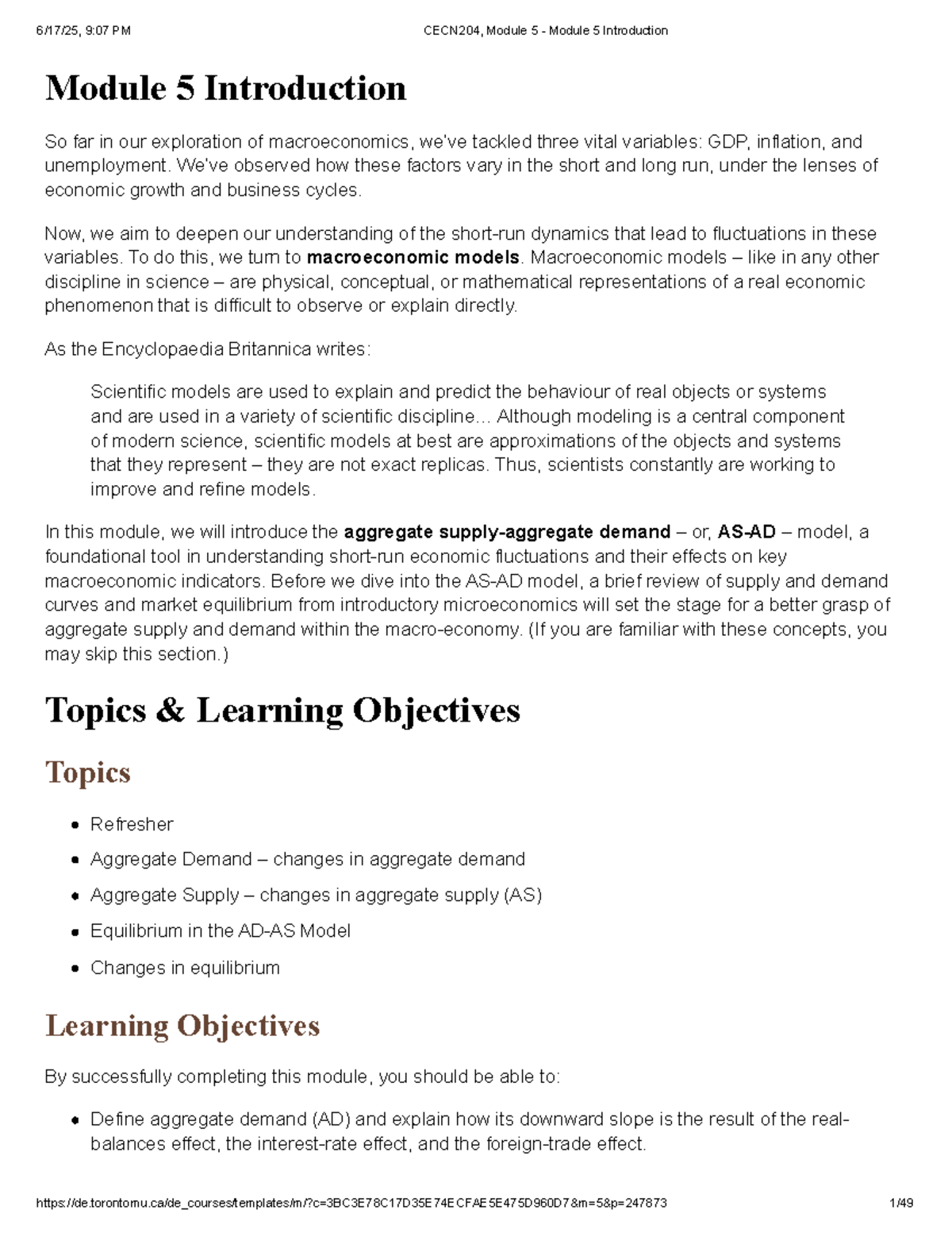 CECN204: Module 5 - Introduction to Macroeconomic Models and Demand ...