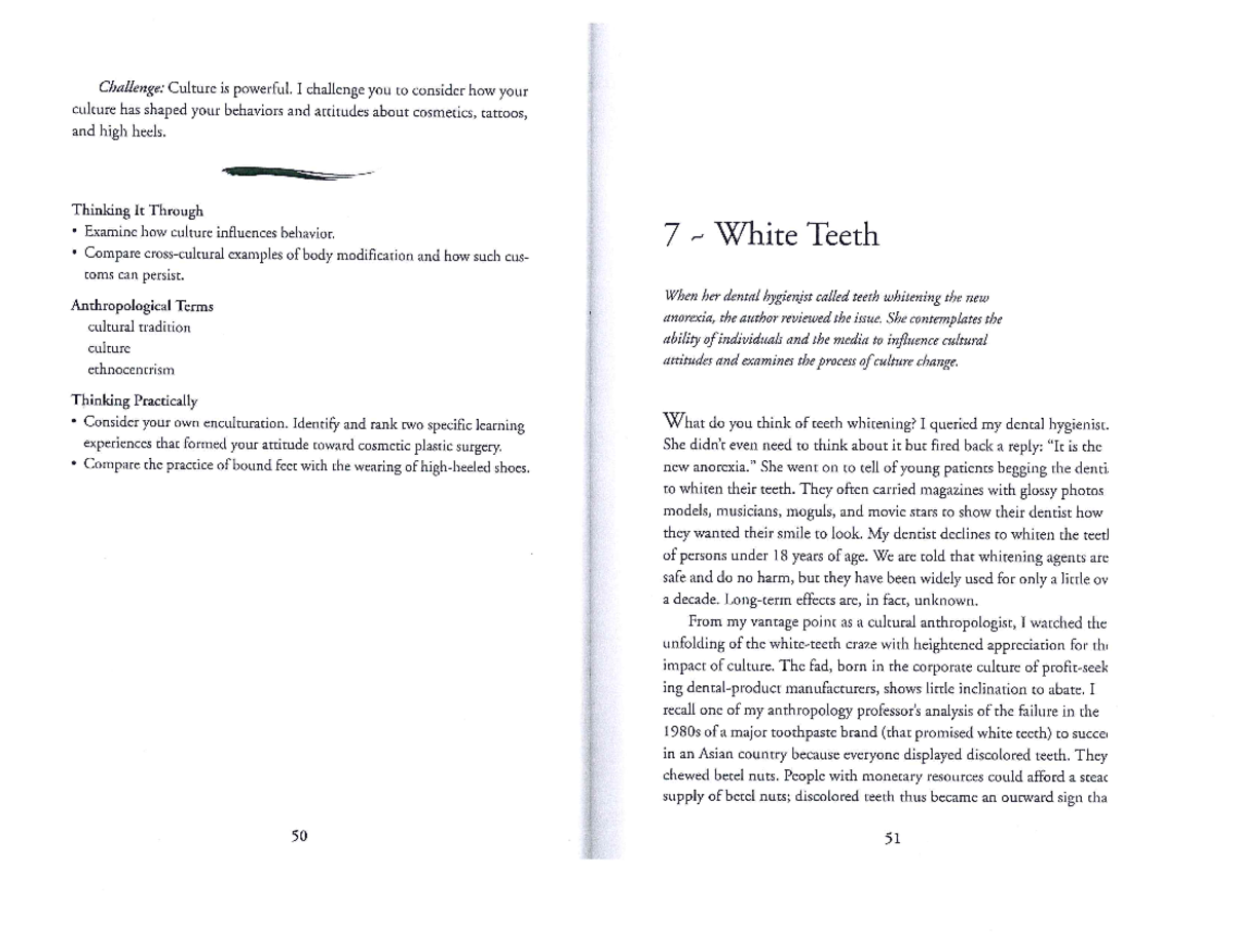Lenkeit - White Teeth - Class textbook reading - Challenge: Culture is ...