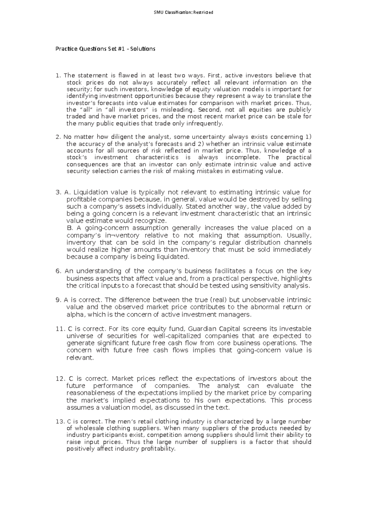 Lect1 practice questions solutions - Practice Questions Set #1 ...