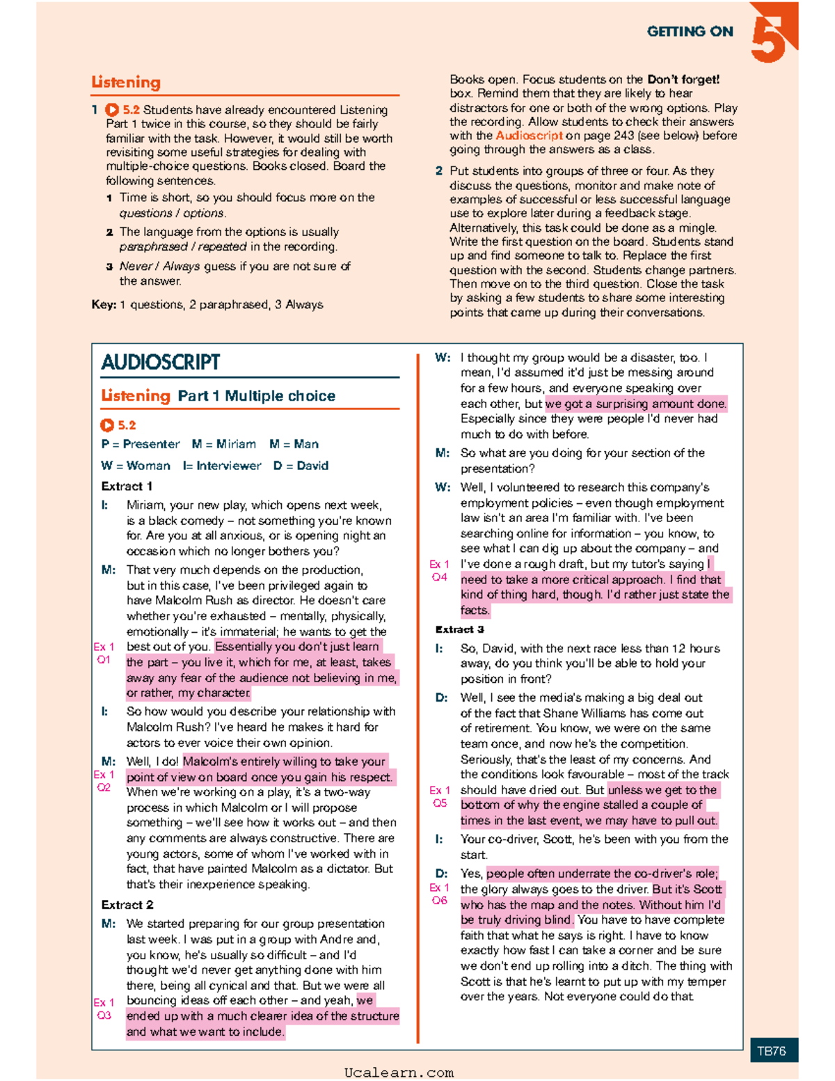Listening Strategies for Part 1 - GETTING ON 5.2 - Studocu
