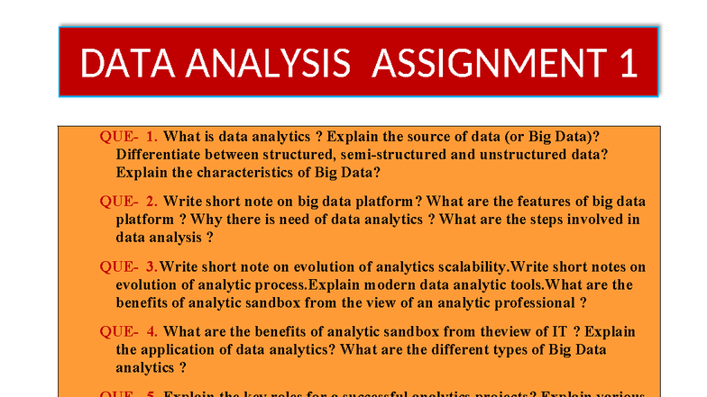 DATA ANALYSIS ASSIGNMENT 1: Exploring Big Data Concepts and Tools - Studocu