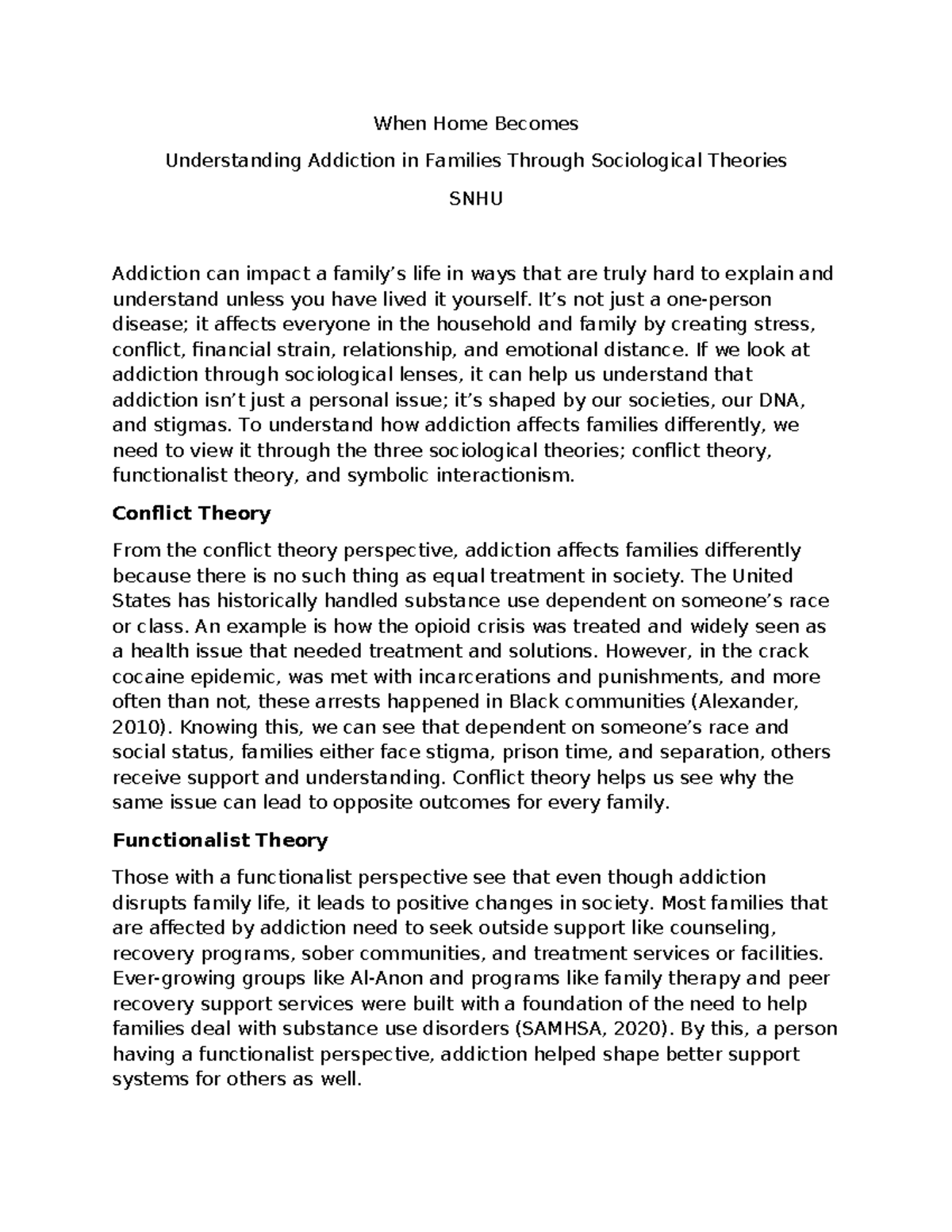 SOC317 - Understanding Addiction in Families: A Sociological ...