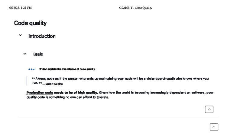CS2103 T - Essential Guidelines for Code Quality - Studocu