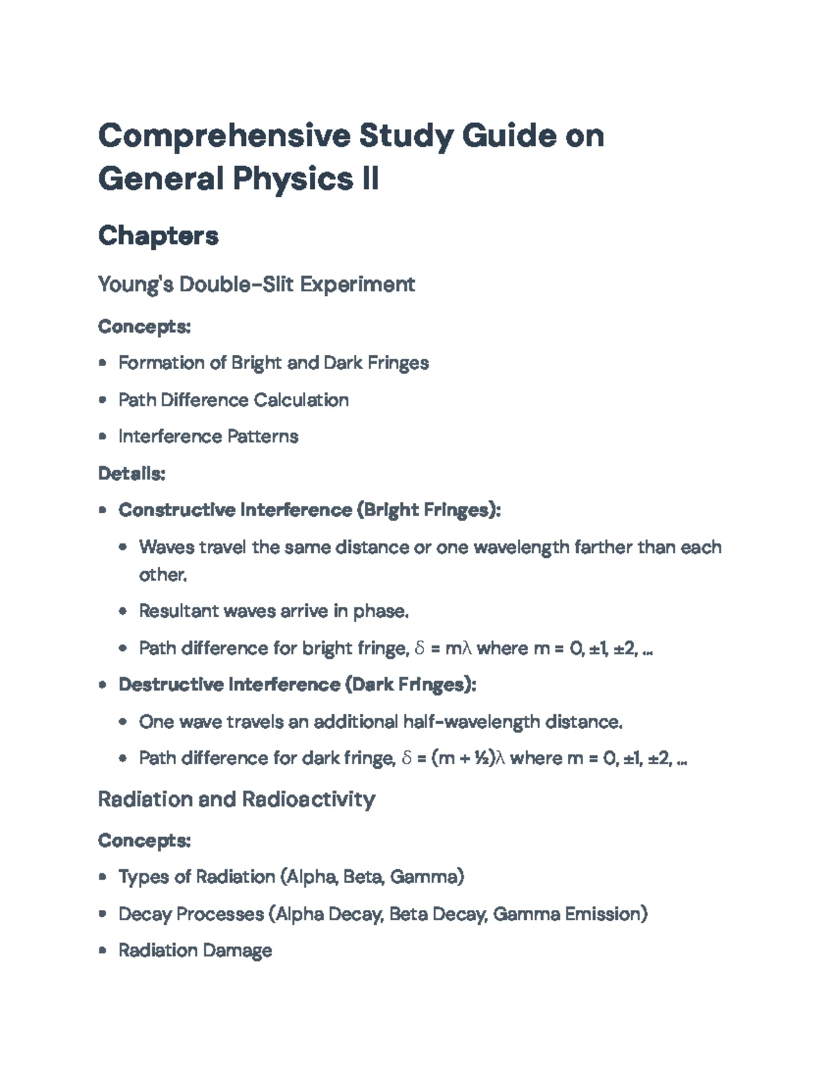 General Physics 2 (25-112) – Summer 2021 Exam 1 Prep Guide - Studocu