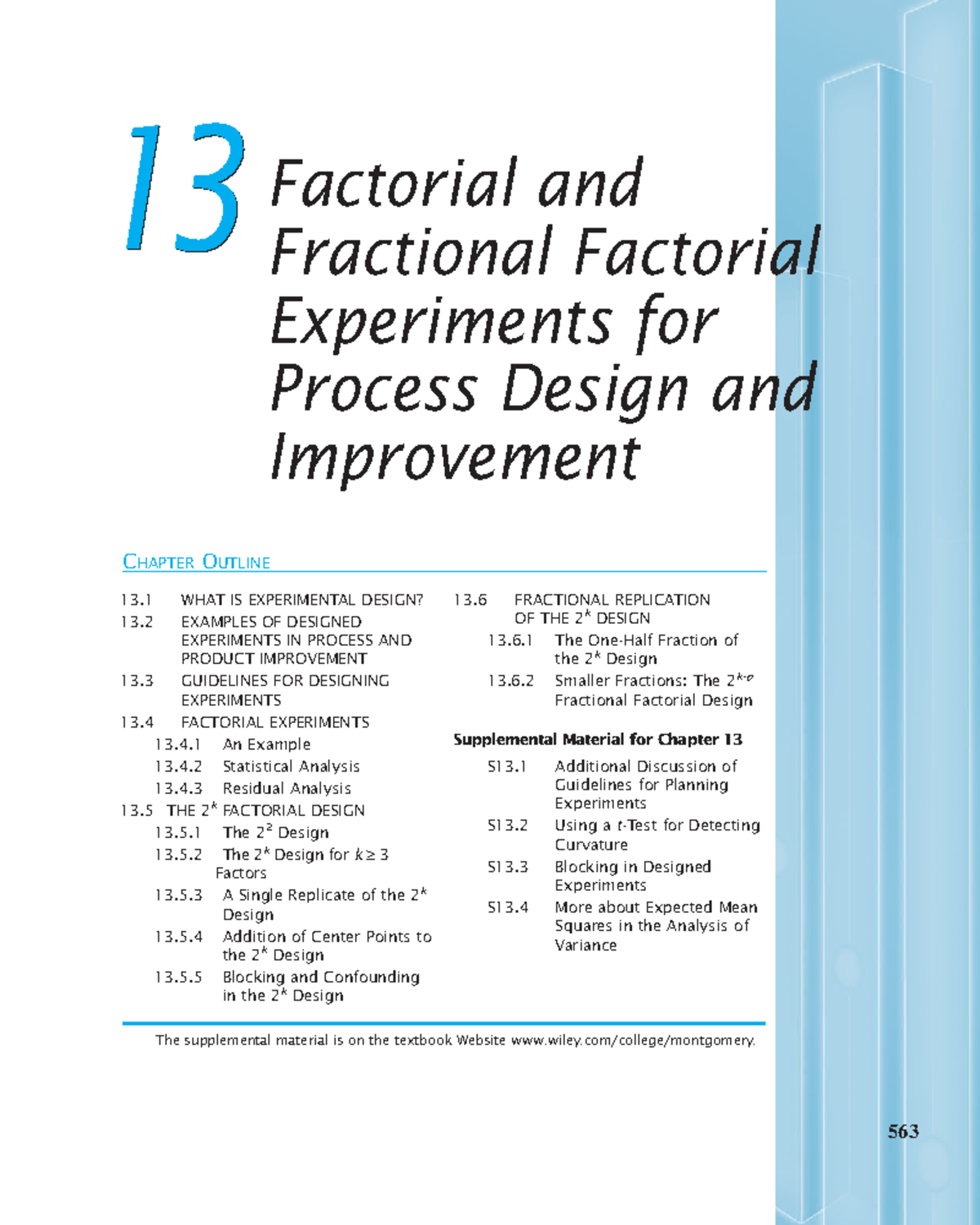 Chapter 13 Montgomery - Factorial & Fractional Factorial Experiments ...