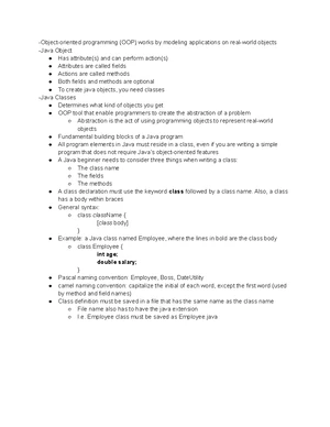 Java Programming - Study Notes & Assignments - Studocu