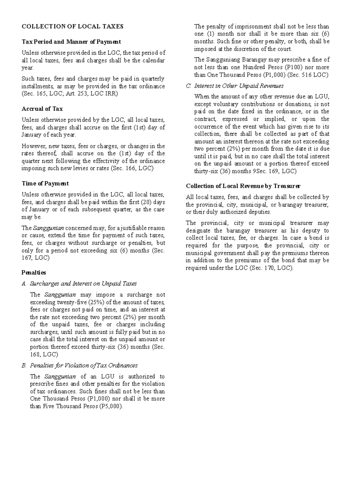 Local Government Taxation (Collection) - Tax Periods & Payment Methods ...