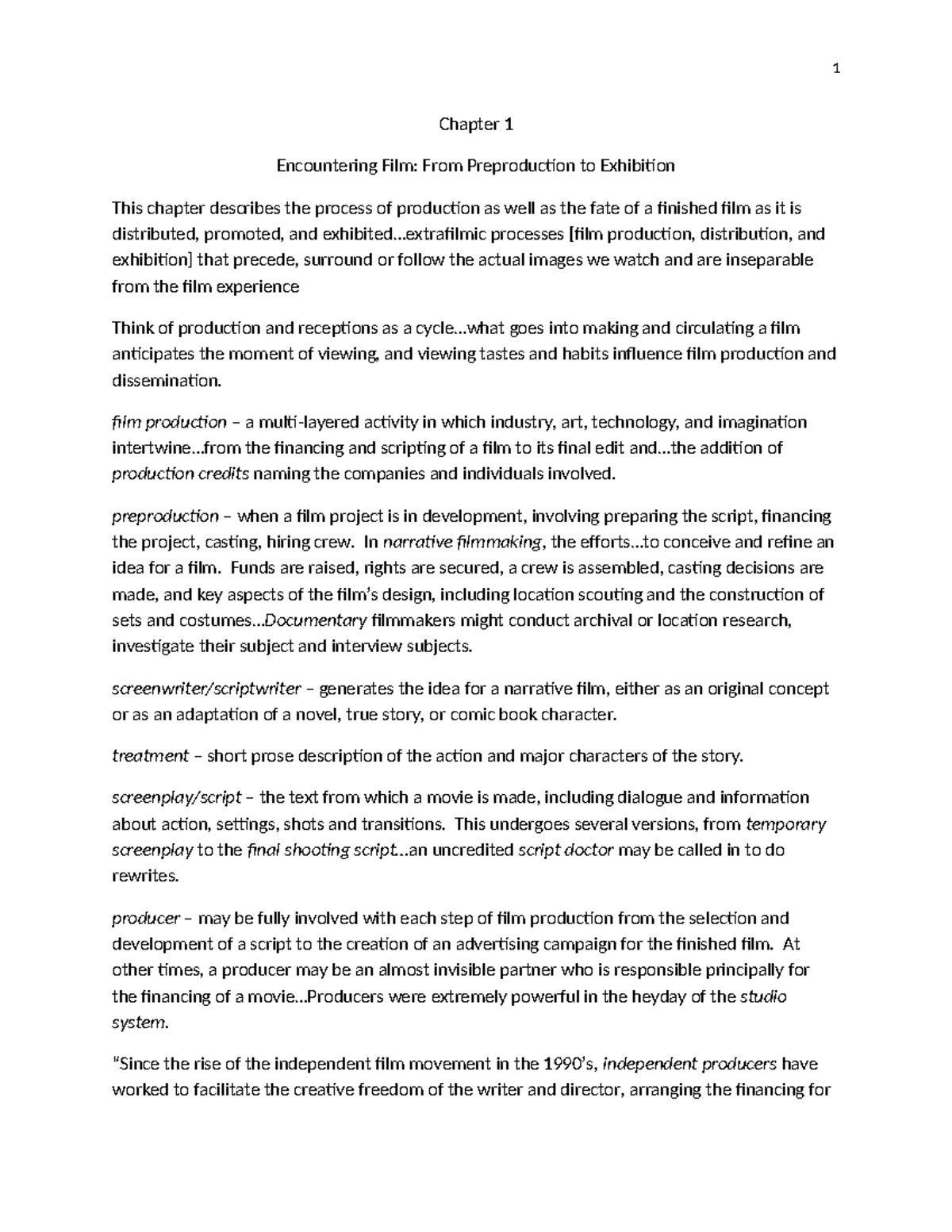 Film Production Roles & Processes: A Comprehensive Overview (1) - Studocu
